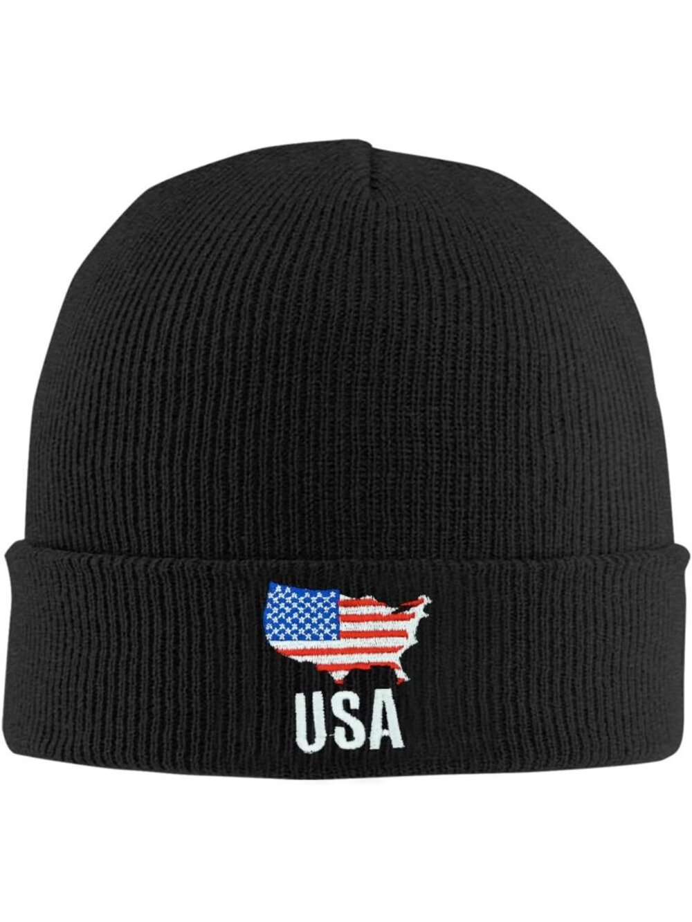 Unisax Black Usa Embroidery Beanie Halloween Winter Warm Cuffed Skull Caps
